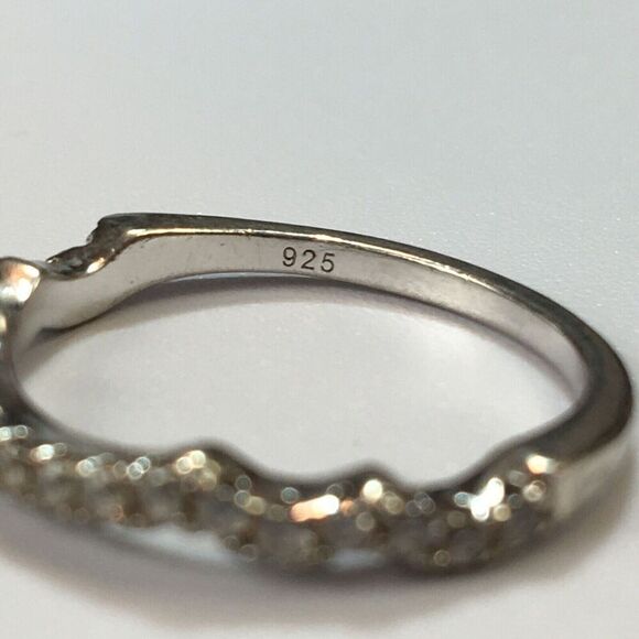 Sterling Silver Ring Size 6.5 Cubic Zirconia Wave Band Layering Stacking - Picture 14 of 14